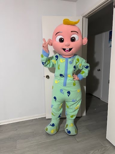 Hire Cocomelon JJ for birthday parties - toddler mascot character performer in San Jose