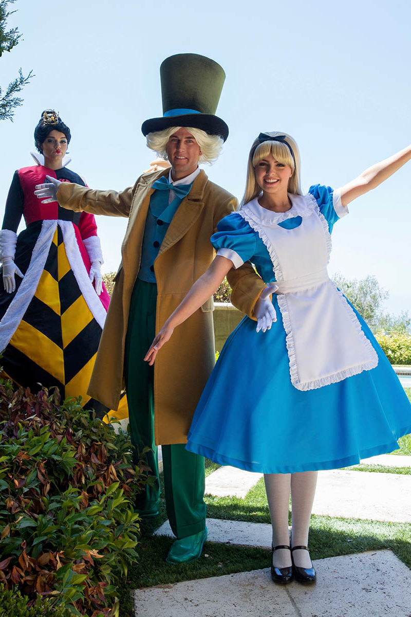 alice and mad hatter party character for kids in san jose